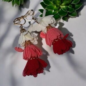 🌺✨ Romantic Floral Clip-On Drop Earrings ✨🌺